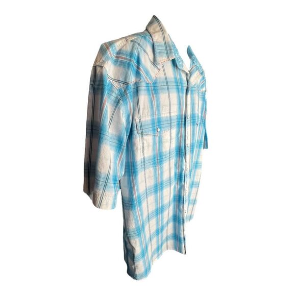 Roper Wear The West Men's Plaid Collared Pockets Button-Up Shirt Blue Size XL - Picture 3 of 12